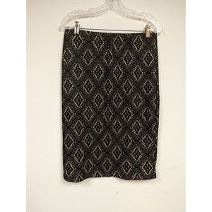 Reneec Size M Skirt Black Lace Overlayed Lined Pencil Modest